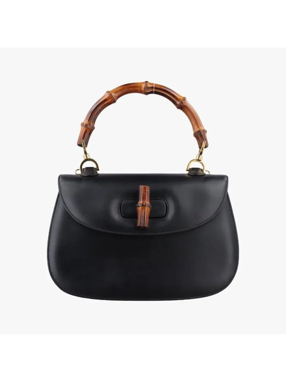 Gucci Bamboo Black Leather Handbag